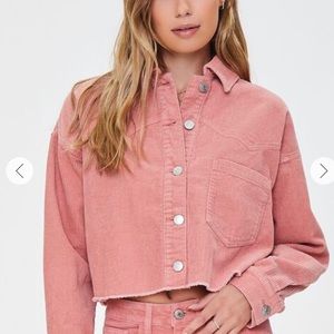 Pink Corduroy Flayed Crop Jacket (Forever21)